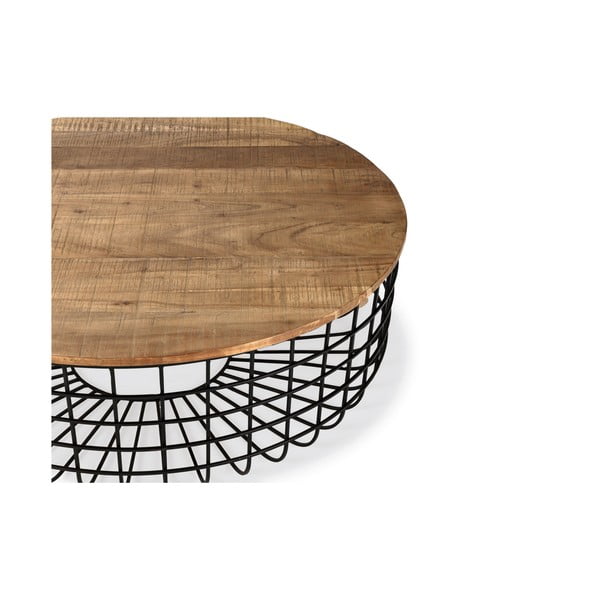 Ümmargune akaatsiapuidust pinnaga diivanilaud ø 102 cm Suvan - Marckeric-image-1