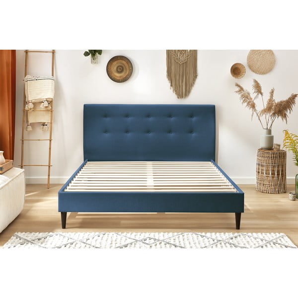 Sinine topitud kaheinimese voodi koos võrega 160x200 cm Rory - Bobochic Paris-image-1