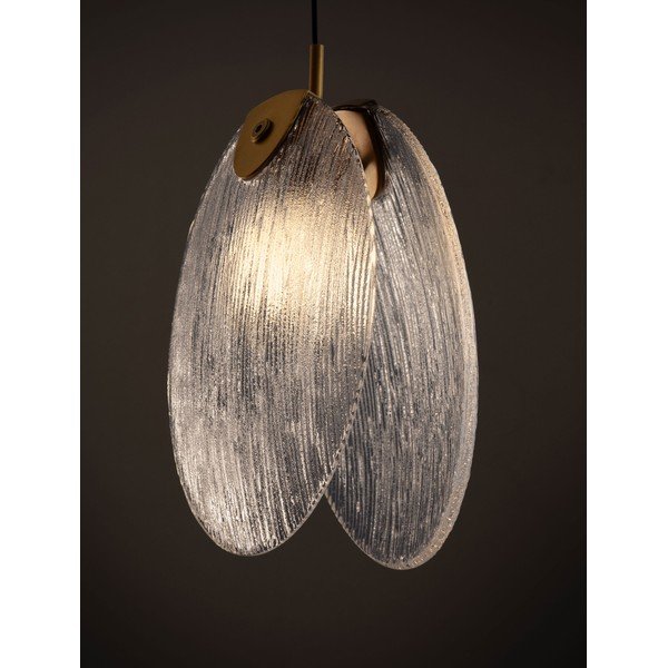 Messingivärvi terasest LED-ripplamp klaasist varjuga Shelina - Nova Luce-image-2