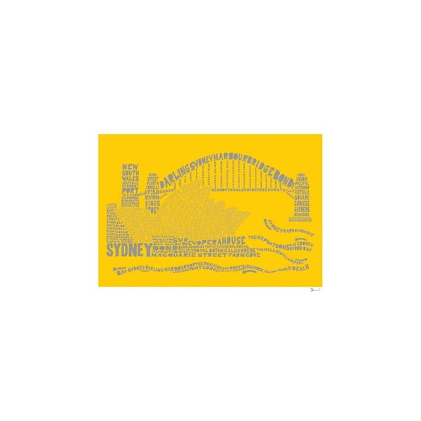 Plakát Sydney Yellow&Grey, 50x70 cm