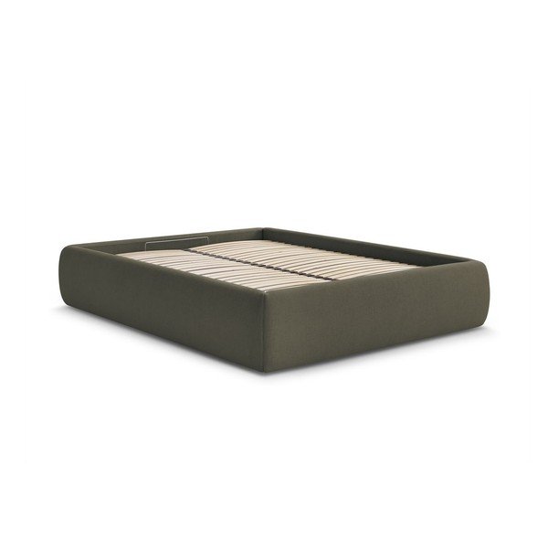 Tumeroheline polsterdatud kaheinimesevoodi koos panipaiga ja voodipõhjaga, ilma peatsita 180x200 cm Inera - Bobochic Paris