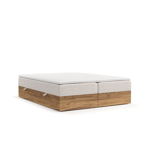 Boxspring voodi koos panipaigaga helepruun-loomulikus toonis 140x200 cm Faro - Maison de Rêve