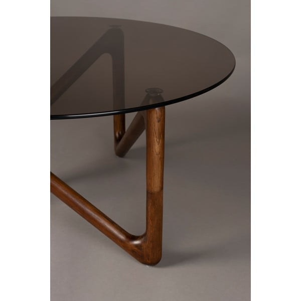 Pruun ümmargune klaasist diivanilaud ø 80 cm Naia - Dutchbone-image-2