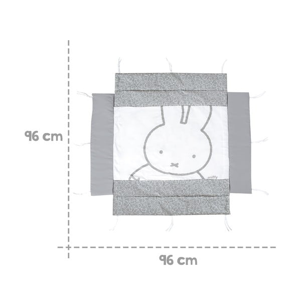 Valge/hall puuvillaseguga võrevoodi äärekate 96 cm Miffy - Roba-image-4