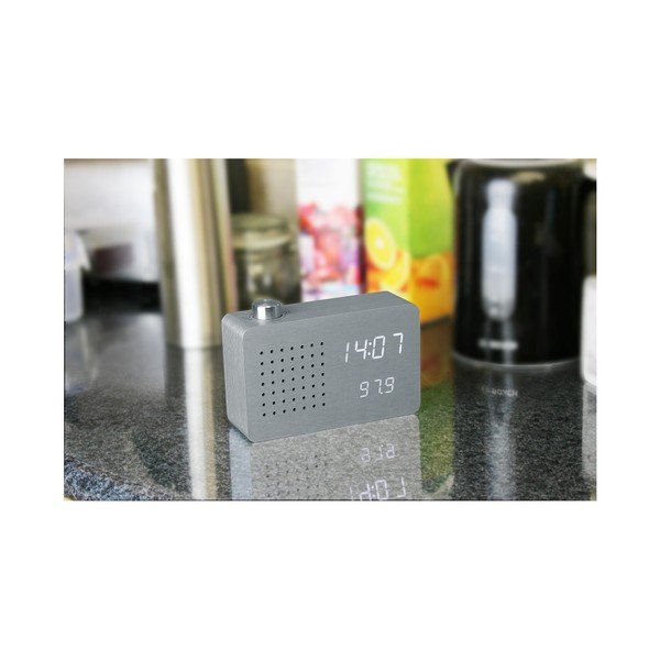 Valge LED-ekraaniga hall äratuskell ja raadio-klikk-kell - Gingko-image-3