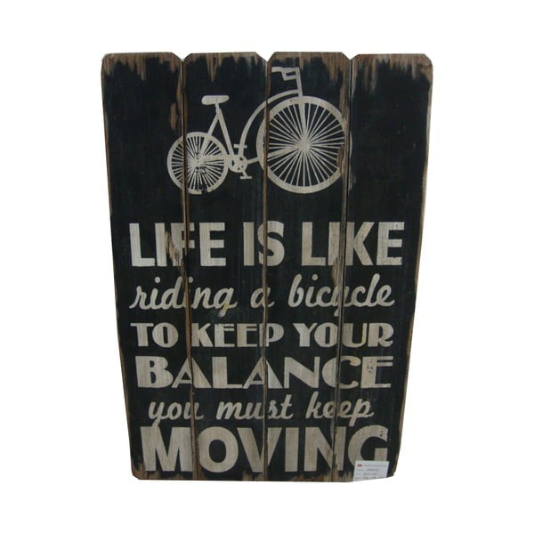 Závěsná cedule Life is Like Riding Bicycle, 60x40 cm