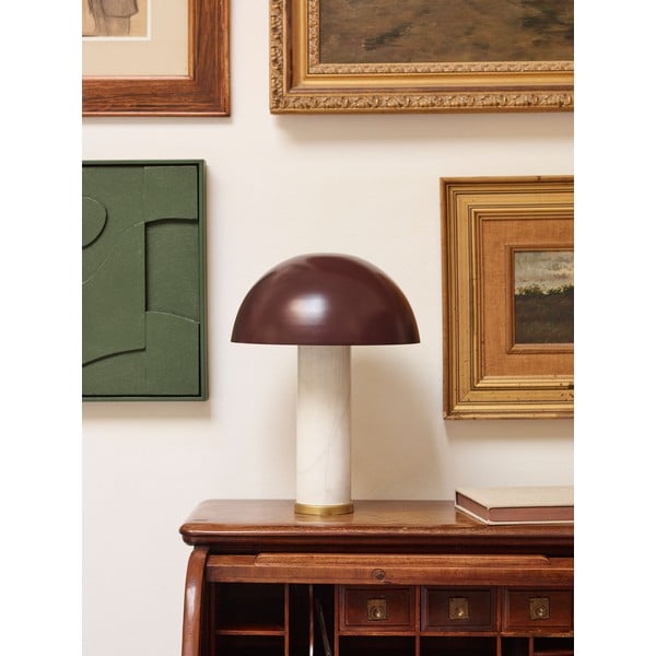 Valge-tumepruun marmorist lauavalgusti metallist varjuga (kõrgus 43 cm) Zorione - Kave Home-image-1