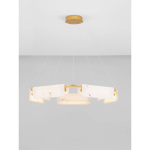 Kreemikas/messingvärvi LED-rippvalgusti marmorist dekooriga, hämardatav, ø 93 cm Aider - Nova Luce-image-3