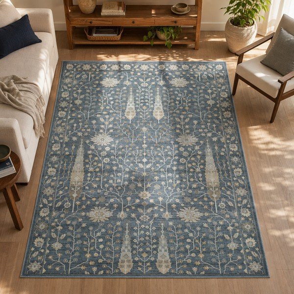 Sinine viskoosist vaip Vintage Flowers, 140 x 200 cm - Universal-image-4