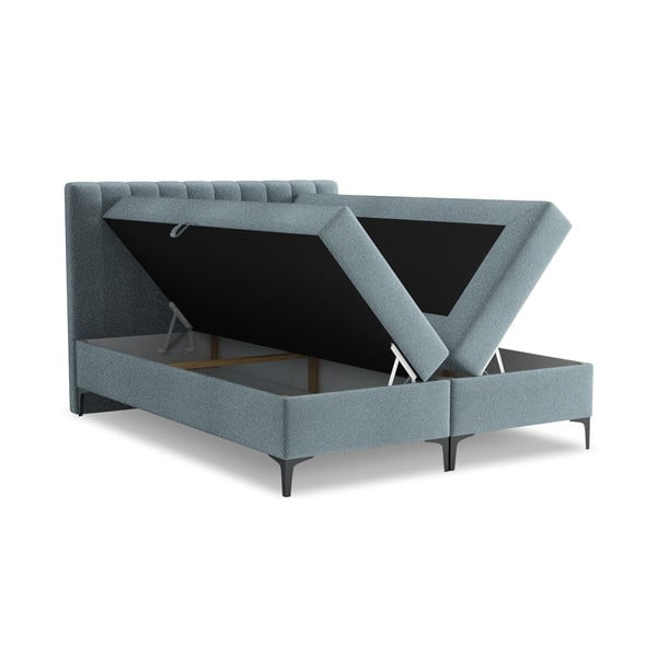 Helesinine boxspring voodi panipaigaga 160x200 cm Puhala – Makamii-image-1