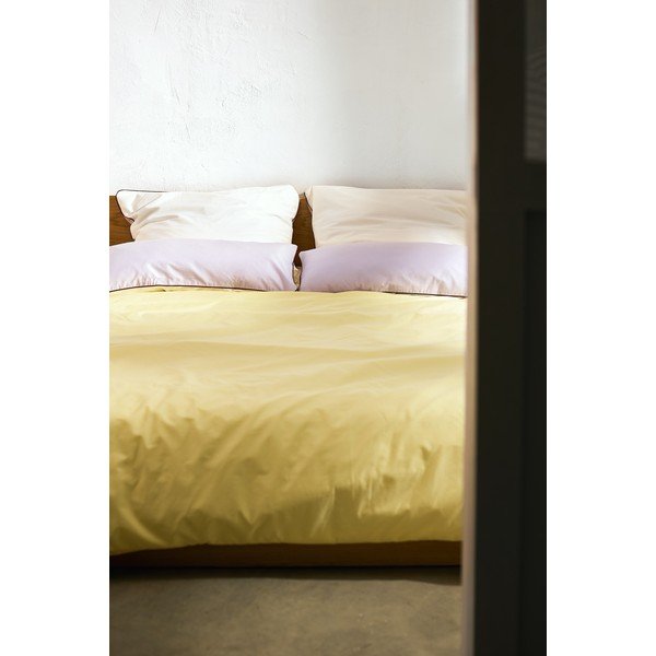Kollane puuvillasatiinist tekikott kaheinimesevoodile 200x200 cm Oba - noo.ma-image-3