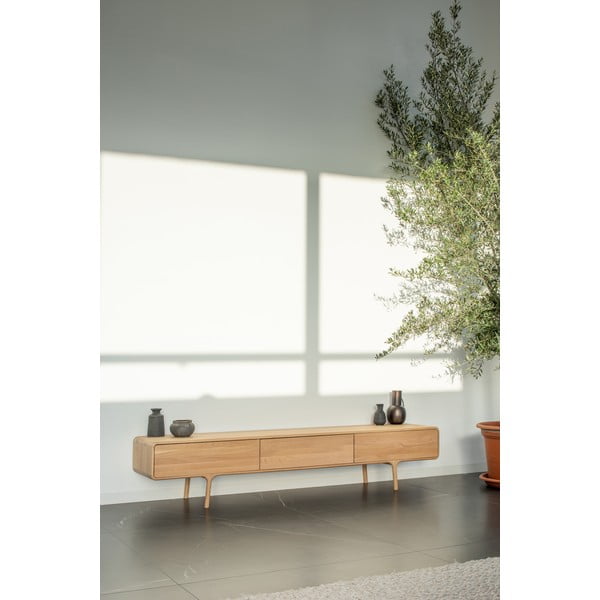 Massiivne tammepuust telerikapp 3 sahtliga Fawn - Gazzda-image-1