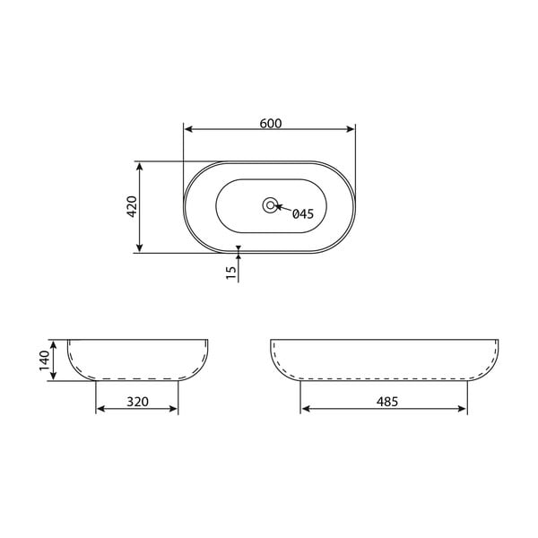 Valge keraamiline valamu, 60 x 42 cm Caleo - Sapho-image-3