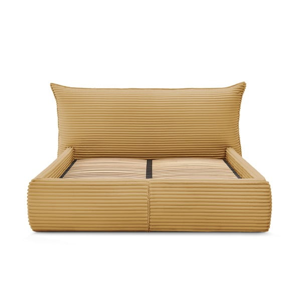 Kollane polsterdatud kaheinimesevoodi koos voodipõhja ja panipaigaga 160x200 cm Jade - Bobochic Paris-image-4