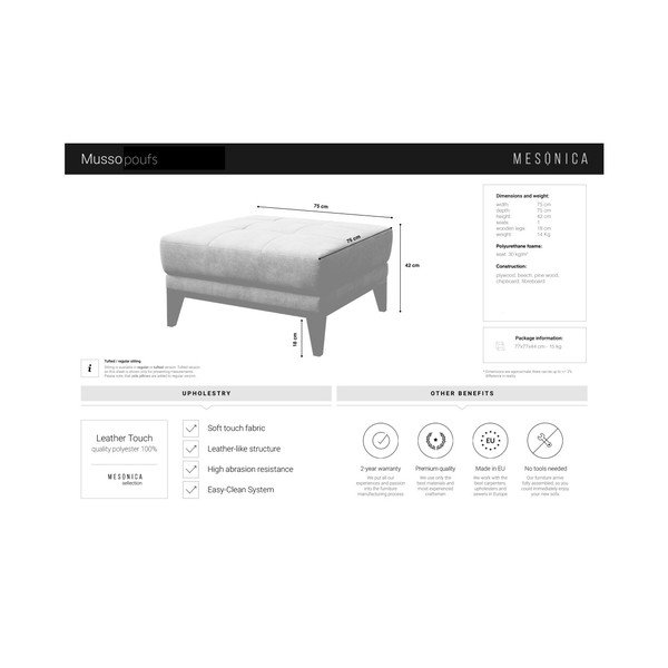 Beež nahast diivan Tufted Musso - MESONICA-image-3