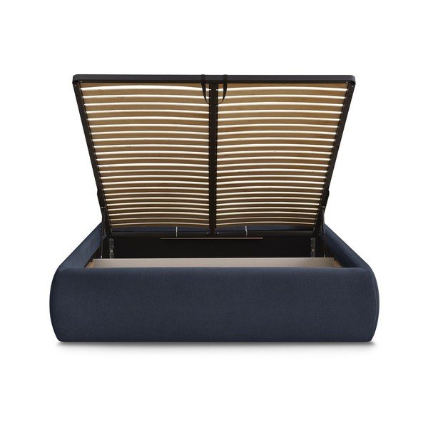 Tumesinine polsterdatud kaheinimesevoodi koos panipaiga ja voodipõhjaga, ilma peatsita 180x200 cm Inera - Bobochic Paris-image-4