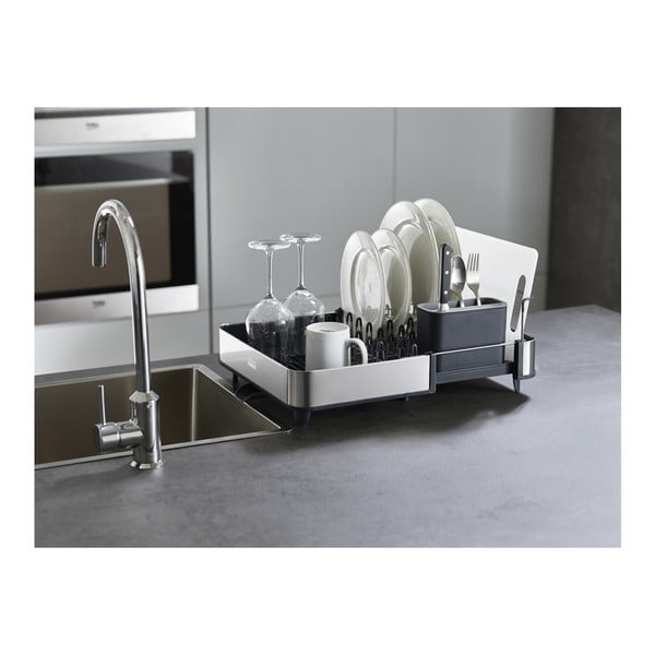 Tumehall reguleeritav roostevabast terasest nõudekuivatusrest 36x32 cm Extend Steel - Joseph Joseph-image-1