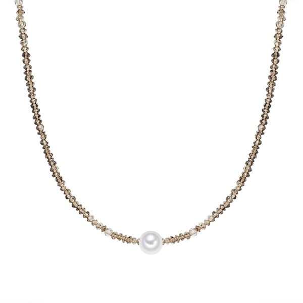 Křemenový náhrdelník s perlou Nova Pearls Porfyrión, délka 42 cm