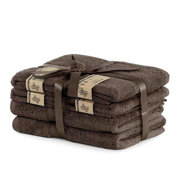 2 tumepruuni rätiku ja 4 rätiku komplekt Pruunid rätikud Bamby - DecoKing-image-1