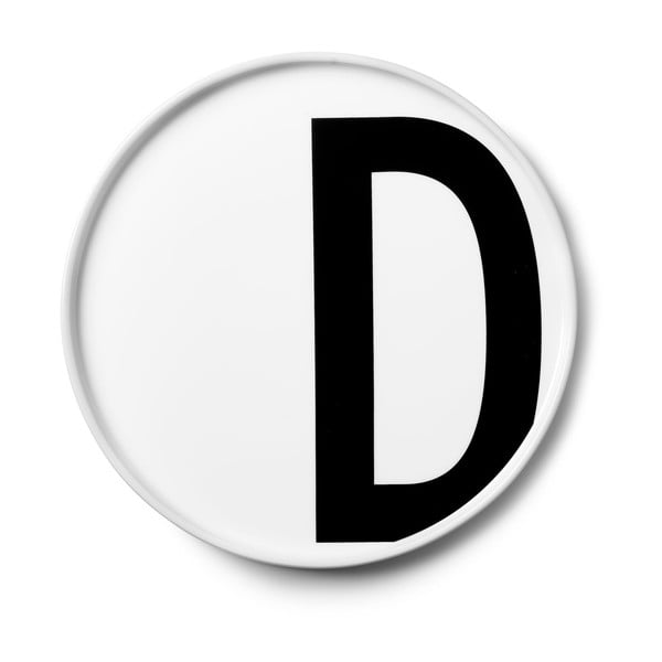 Valge portselanist magustoidutaldrik D, ø 21,5 cm A-Z - Design Letters