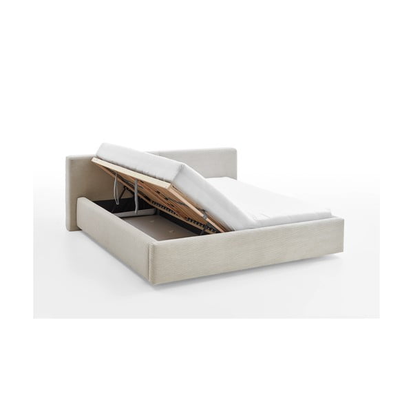 Beež polsterdatud kaheinimesevoodi koos voodipõhja ja panipaigaga 180x200 cm Cube - Meise Möbel-image-2