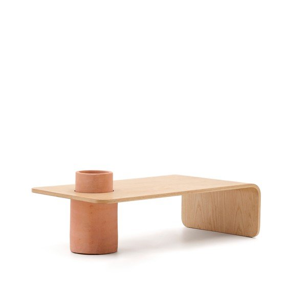 Ümmargune saarepuidu spoonist diivanilaud 60x110 cm Olaria - Kave Home