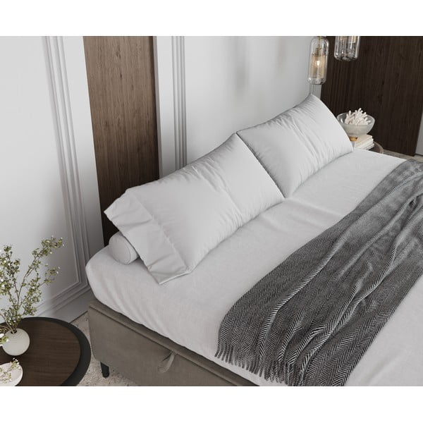 Kreemvalge polsterdatud kaheinimese voodi koos panipaigaga 160x200 cm Tate - Maison de Rêve-image-4