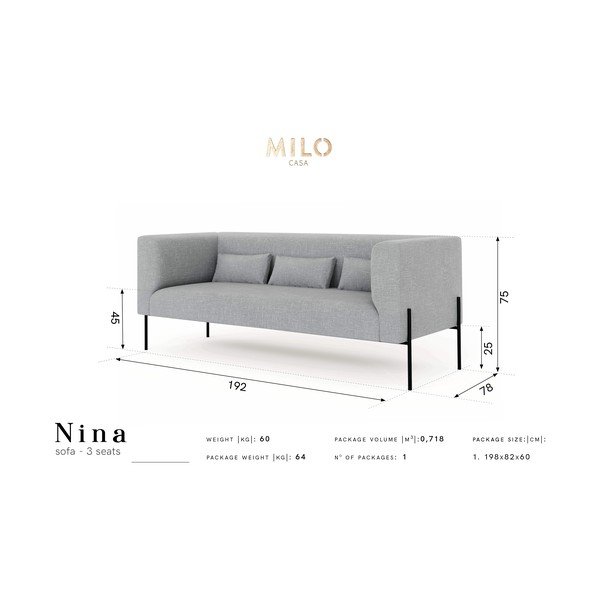 Žlutá pohovka Milo Casa Nina, 192 cm-image-4