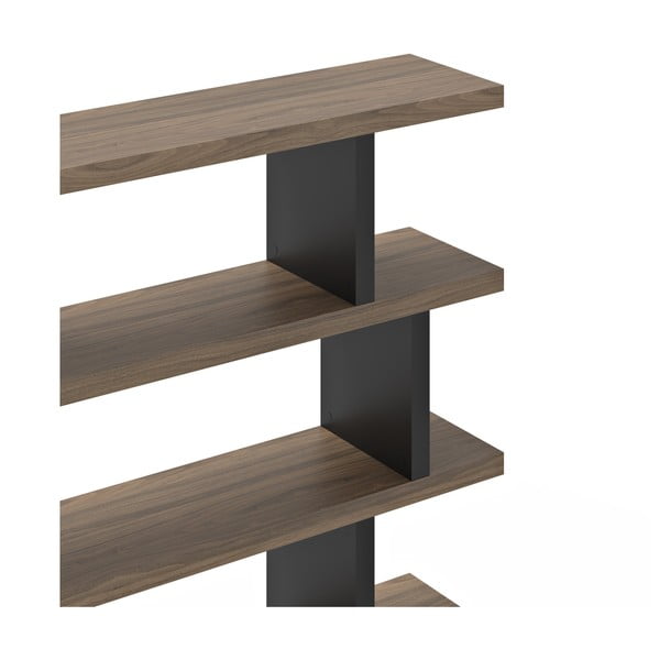 Pruun-must raamaturiiul pähklipuu dekooriga 163x172 cm Step - TemaHome-image-3