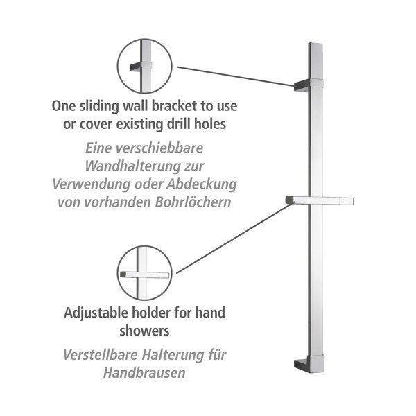 Roostevabast terasest seinale paigaldatav hõbedane duširiba 68 cm Design - Wenko-image-3