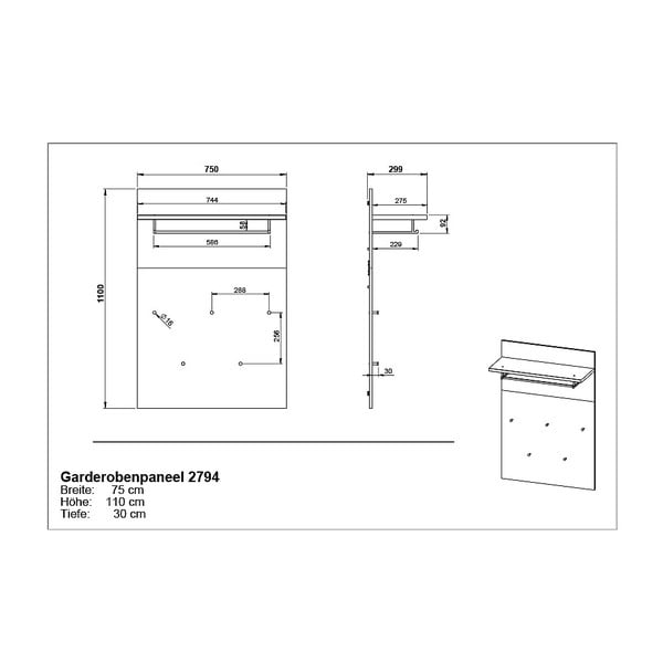 Puiduvärvi tammespooniga seinanagi 75x110x30 cm Fremont – Germania-image-4