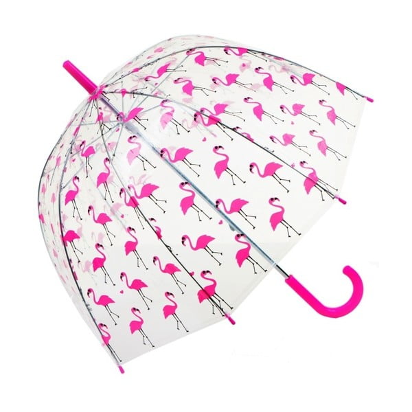 Transparentní holový deštník Birdcage Flamingo, ⌀ 85 cm