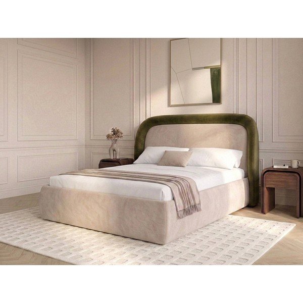 Roheline polsterdatud kaheinimesevoodi panipaigaga ja liistudest raamiga 160x200 cm Sam - Bobochic Paris-image-2