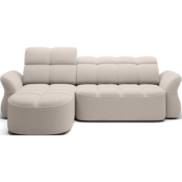 Beež bouclé-kangast lahtikäiv/sahtliga nurgadiivan (vasak nurk/lamamisosaga) Beneth – ELTAP