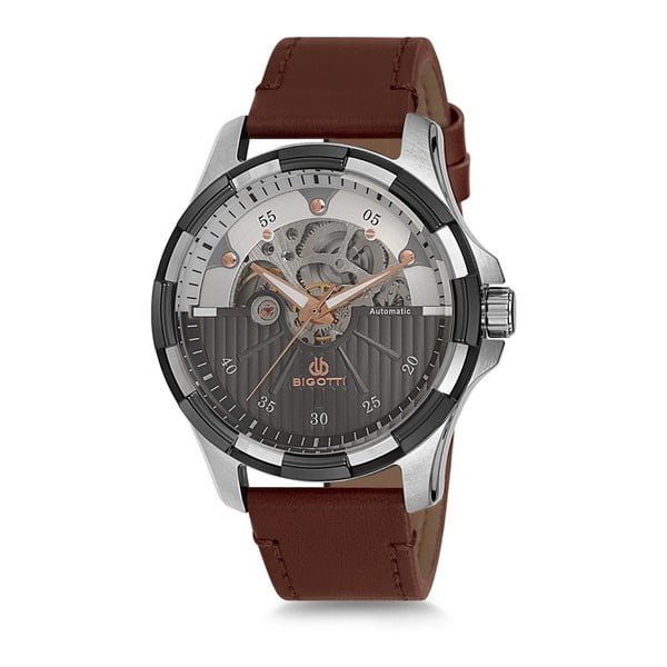 Pánské hodinky s hnědým koženým řemínkem Bigotti Milano Oceanium