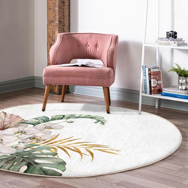 Kreem pestav ümmargune vaip, sobitub robottolmuimejaga ø 120 cm Comfort - Mila Home-image-4