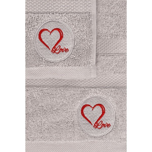 Hall frotee puuvillane käterätik ja saunalina komplektis 2 tk – Love-image-2