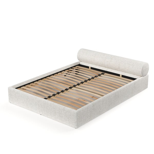 Kreem polsterdatud kaheinimesevoodi panipaiga ja liistudest voodipõhjaga 160x200 cm Solvo - Maison de Rêve-image-3