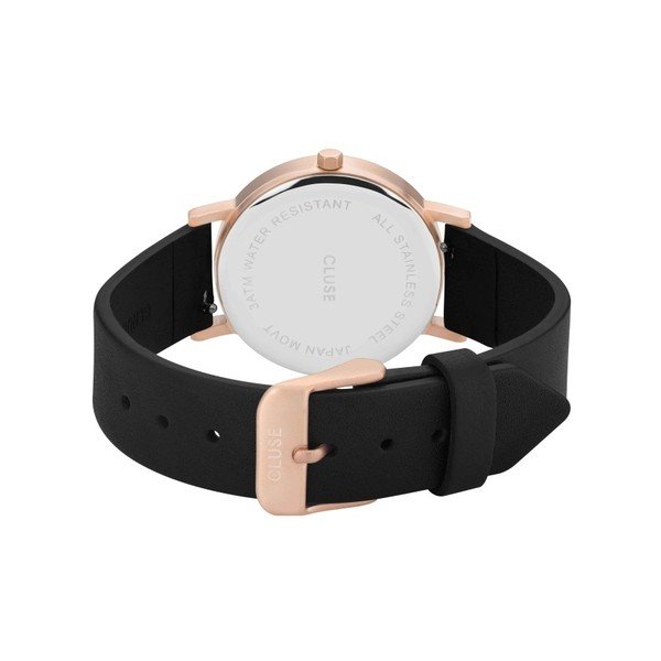 Naiste must nahkrihmaga ja marmorse numbrimärgiga kell Petite Rose La Roche - Cluse-image-2