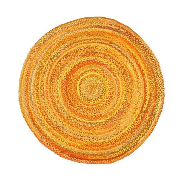 Žlutý bavlněný kruhový koberec Eco Rugs, Ø 120 cm