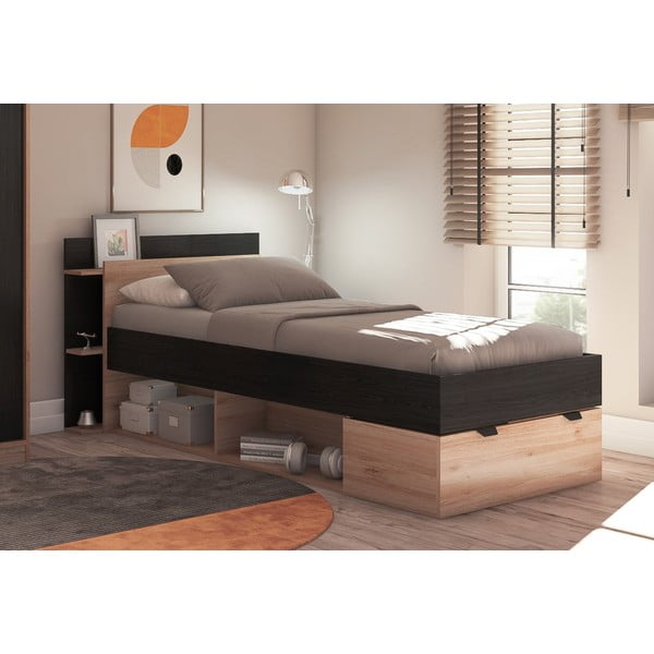 Must tammespoonist üheinimesevoodi ilma voodipõhjata 90x200 cm Albo - Marckeric-image-3