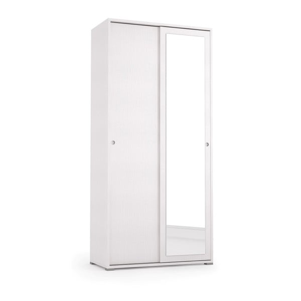 Bílá dvoudveřová šatní skříň se zrcadlem Terraneo