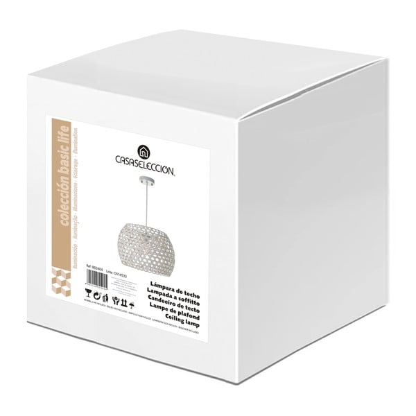 Kreem rippvalgusti bambusest varjuga ø 35 cm - Casa Selección-image-4