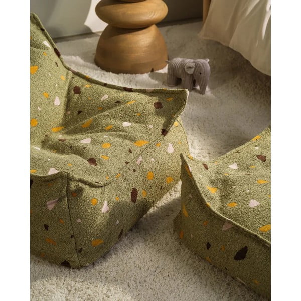 Roheline buklee/šenillkangast laste kott-tool Terrazzo Square - Wigiwama-image-3