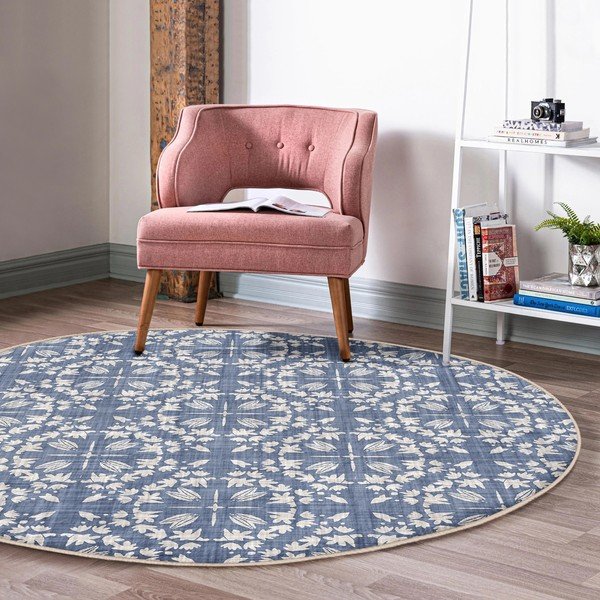 Sinine pestav ümmargune vaip, sobitub robottolmuimejaga ø 100 cm Comfort - Mila Home-image-3