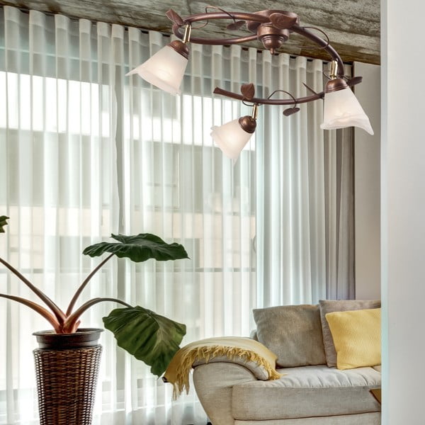 Tumepruun laevalgusti klaasist varjuga ø 13 cm Bluszcz - LAMKUR-image-2