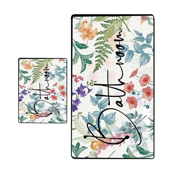 Vannitoamatid komplektis 2 tükki 60x100 cm Green In Flower - Foutastic