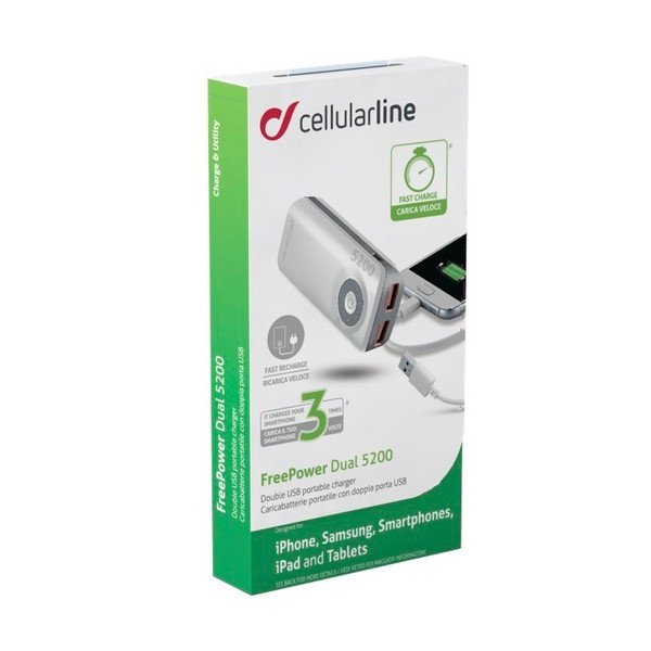 Powerbanka CellularLine EMERGENCY FREEPOWER, 5200mAh, bílá-image-1