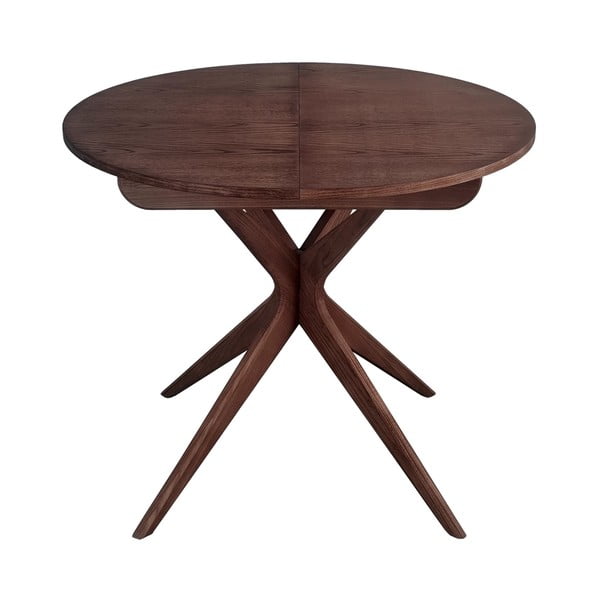 Ümmargune pikendatav söögilaud lisaplaadiga, pähklipuu imitatsiooniga, ø 90 cm Jubi – Ragaba