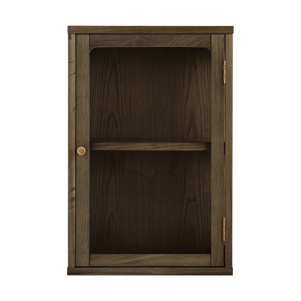 Tumepruun rippuv vitriinkapp tammepuust dekooriga 40x60x20 cm Zamora - House Nordic-image-2